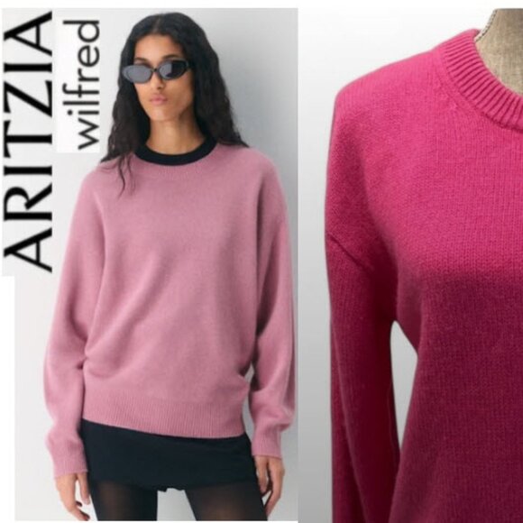 Aritzia Wilfred Isabelle Cashmere Sweater Pink Size Medium Soft & Cozy - Picture 1 of 14